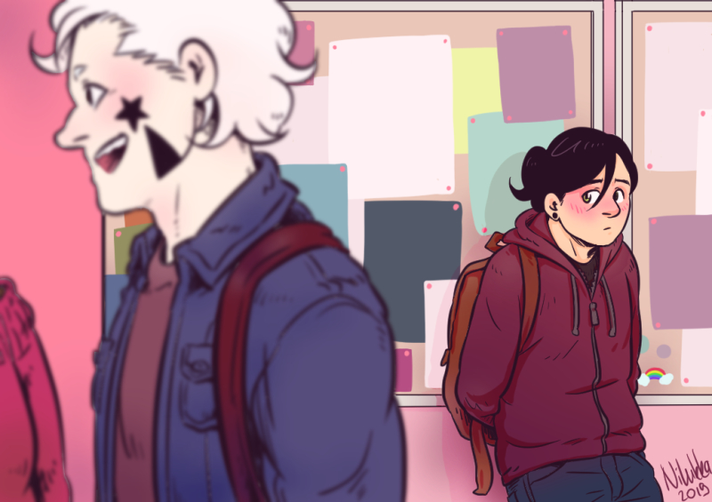 Illustration of Lim and Black Star in a university setting