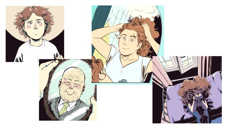 Examples of comics panels from The Other Side, a story by Tilly and Susan Bridges, art by Eelis Nilukka.